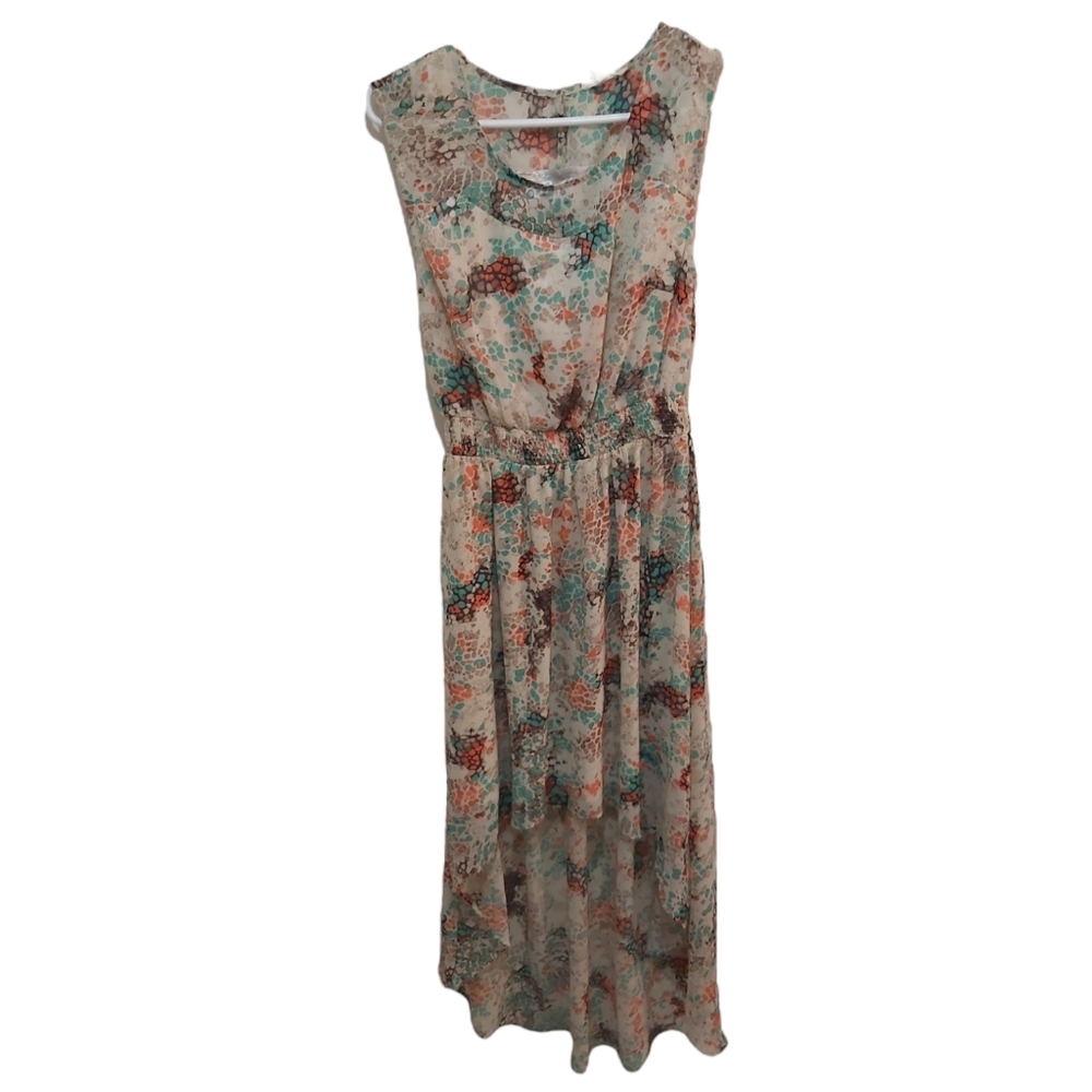Hem & Thread Light Brown Dotted Hi Low Dress Size Small (S)